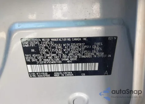 2014 Toyota Rav4 Le из США, поврежденный, VIN 2T3ZFREV5EW087489